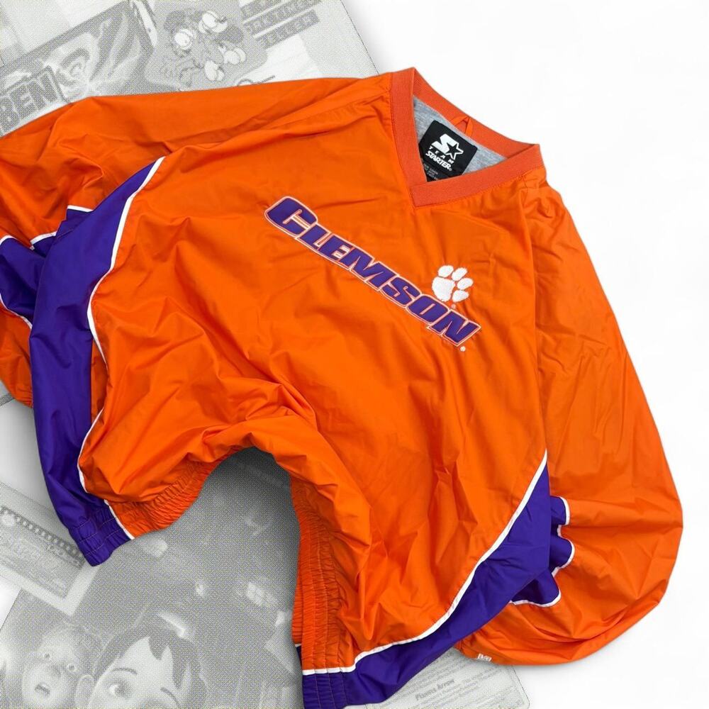 Vintage Starter Team Clemson University Graphic Pullover Windbreaker Jacket